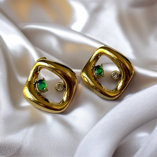 Gold Square Studs Earrings