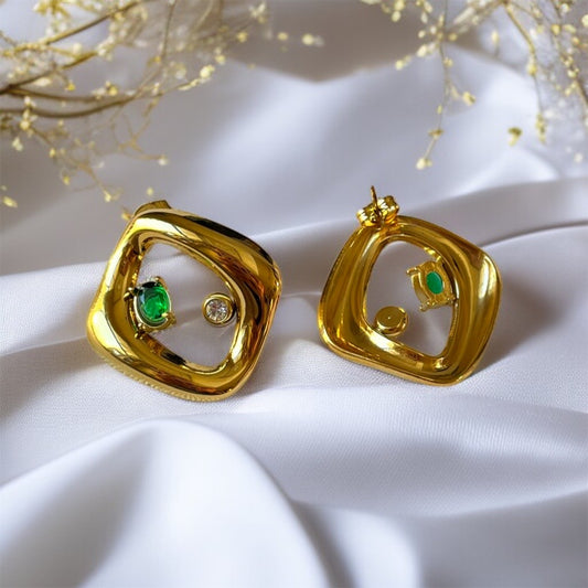 Gold Square Studs Earrings