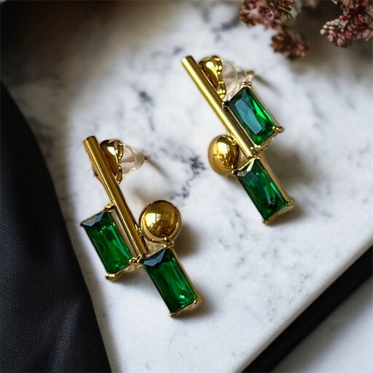 Green Stone Drop Earrings