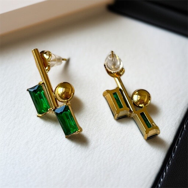 Green Stone Drop Earrings
