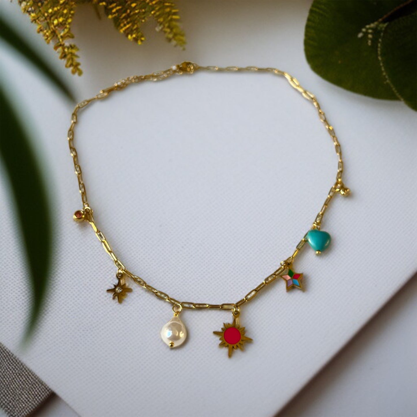 Multicolor Charms Chain Necklace