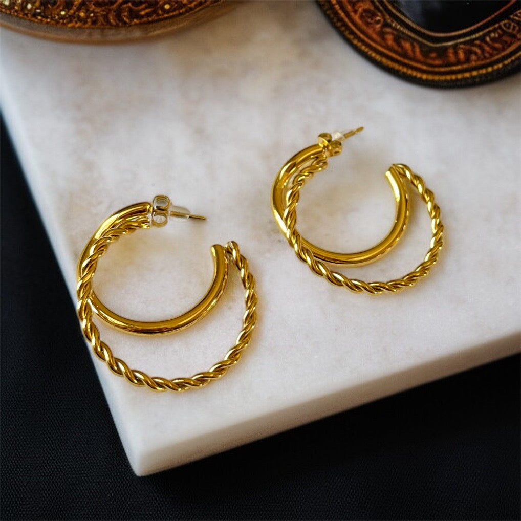 Double Rings Hoop Earrings
