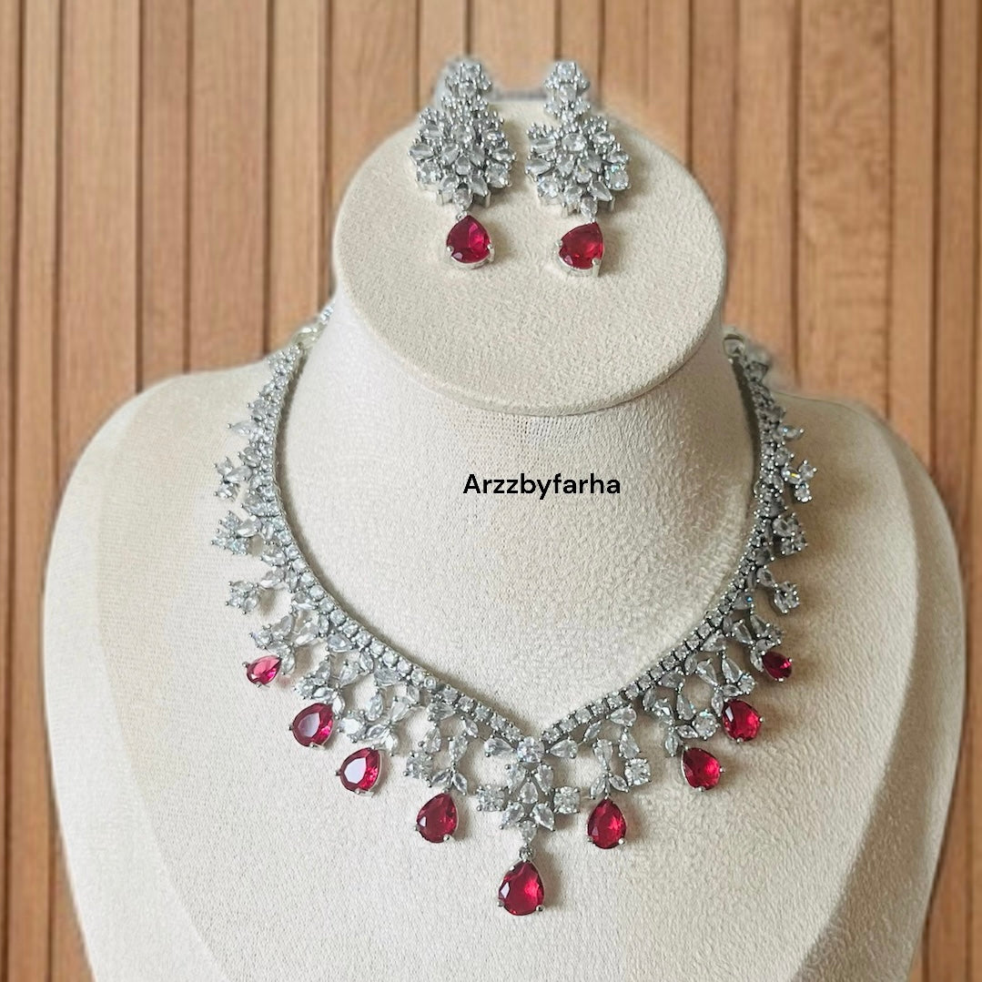 Ruby Pink AD Necklace Set
