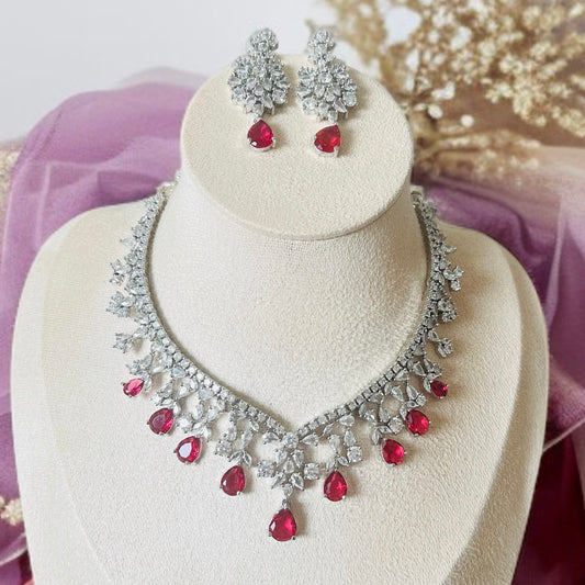 Ruby Pink AD Necklace Set