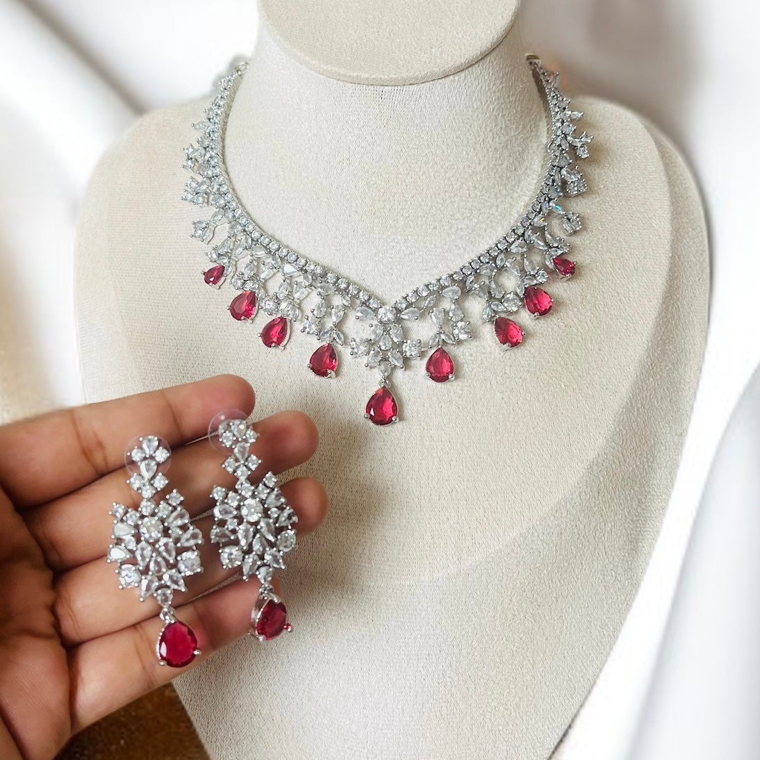 Ruby Pink AD Necklace Set