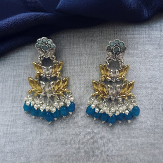 Dual Tone Blue Earrings