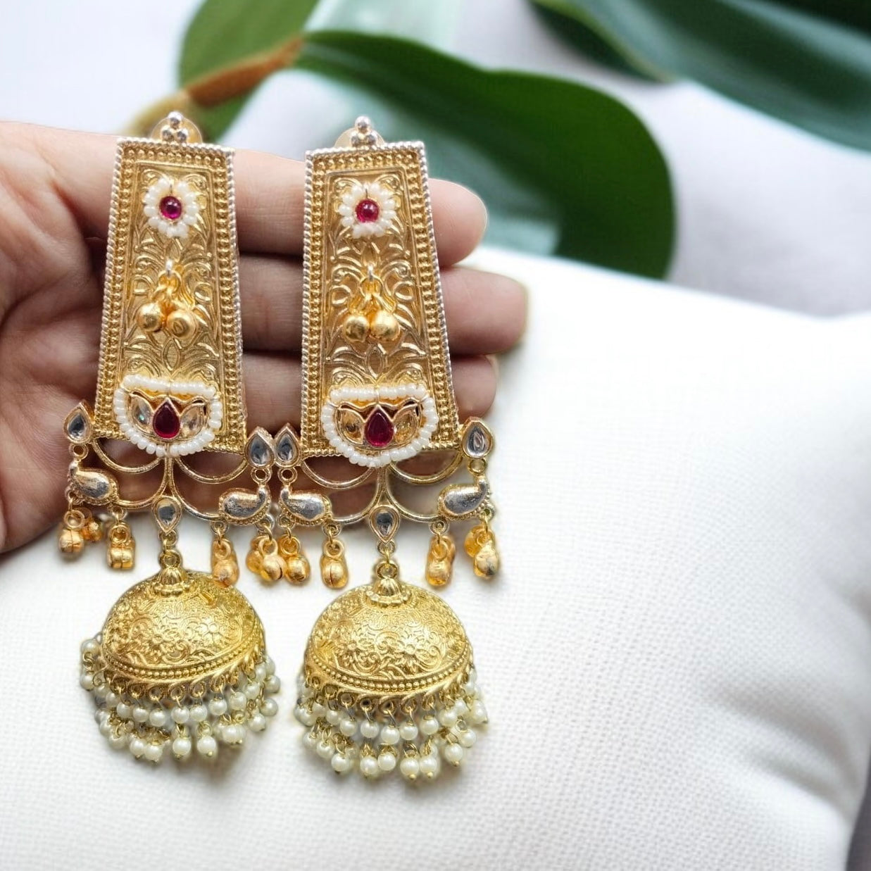 Gold Brass Jhumkas Earring