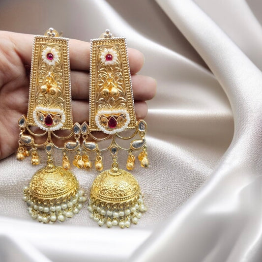 Gold Brass Jhumkas Earring