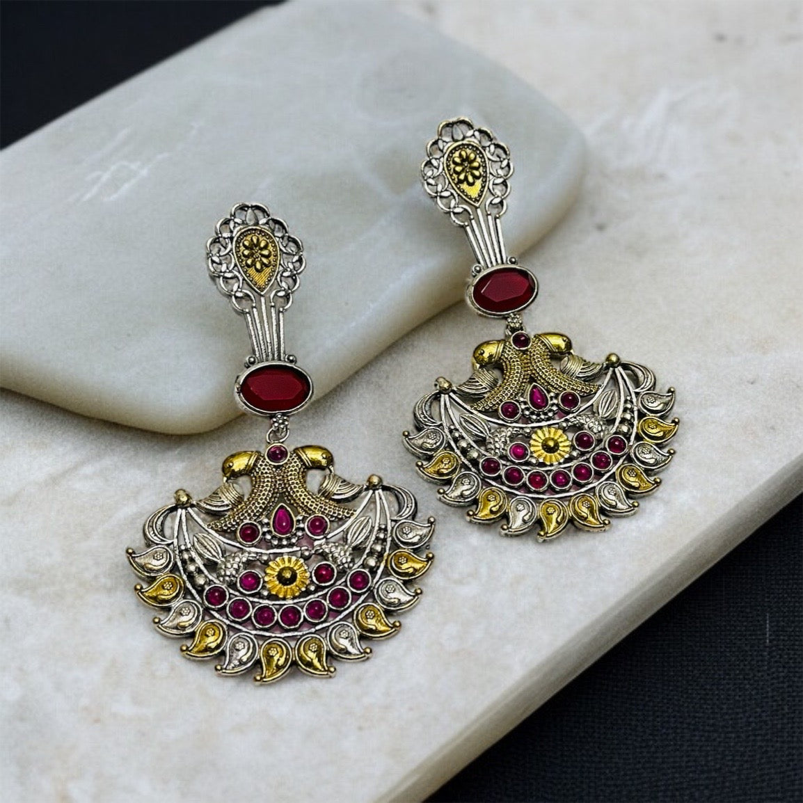 Dual Tone Dangler Earrings