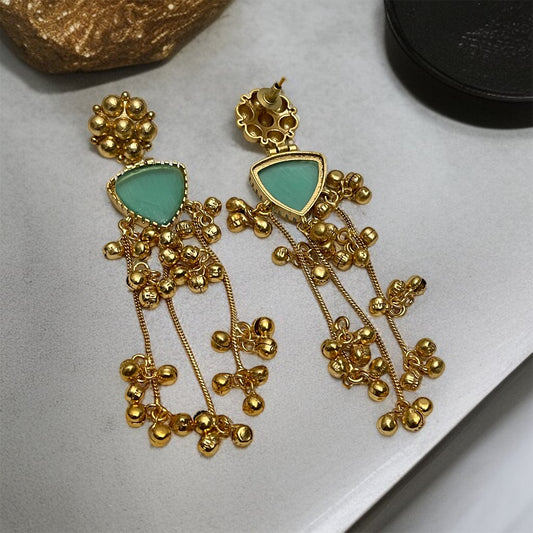 Gold Brass Ghungroo Earrings