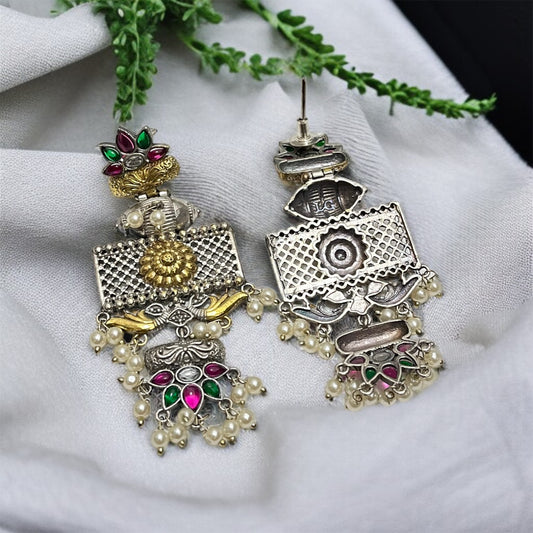 Dual Tone Dangler Earrings