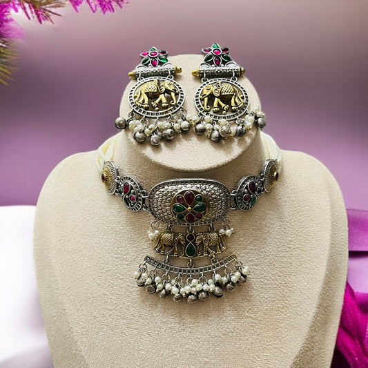 Dual Tone Necklace Set