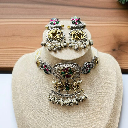 Dual Tone Necklace Set