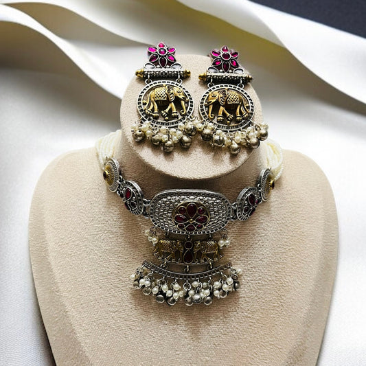 Dual Tone Necklace Set