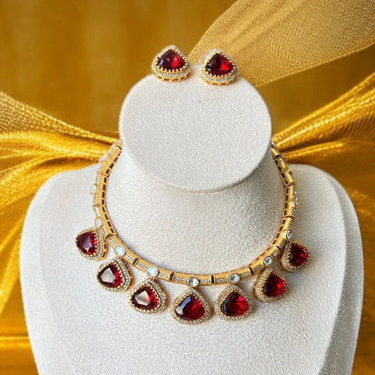 Red Stone Necklace Set