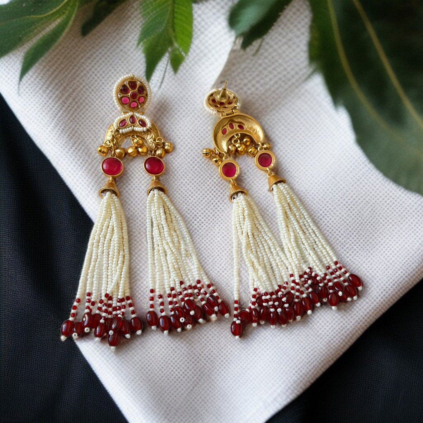 Ruby Pink Pearl Drop Earring
