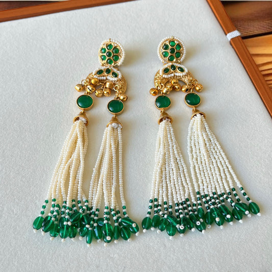 Green Pearl Drop Earring