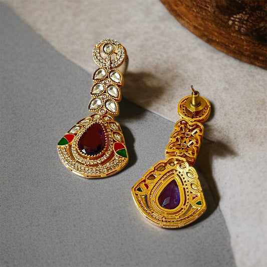 Purple Stone Dangler Earrings