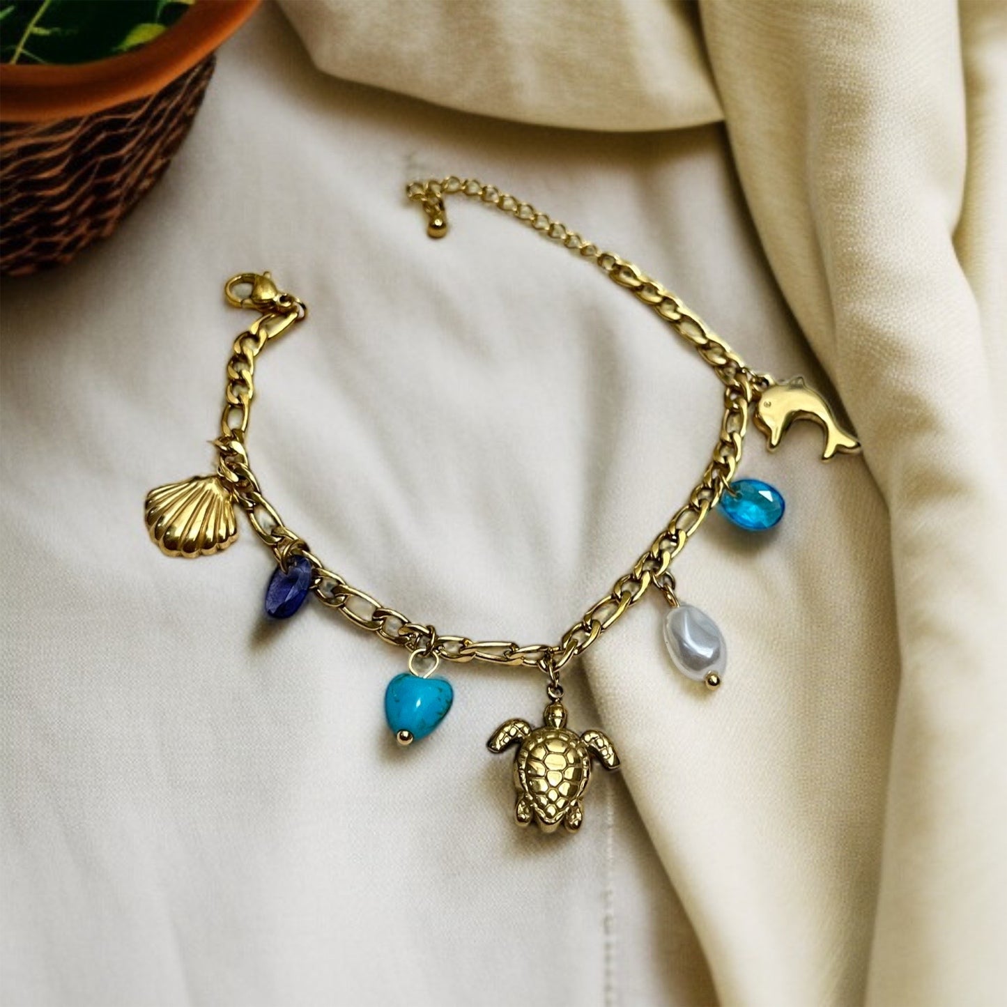 Multicolor Charm Chain Bracelet