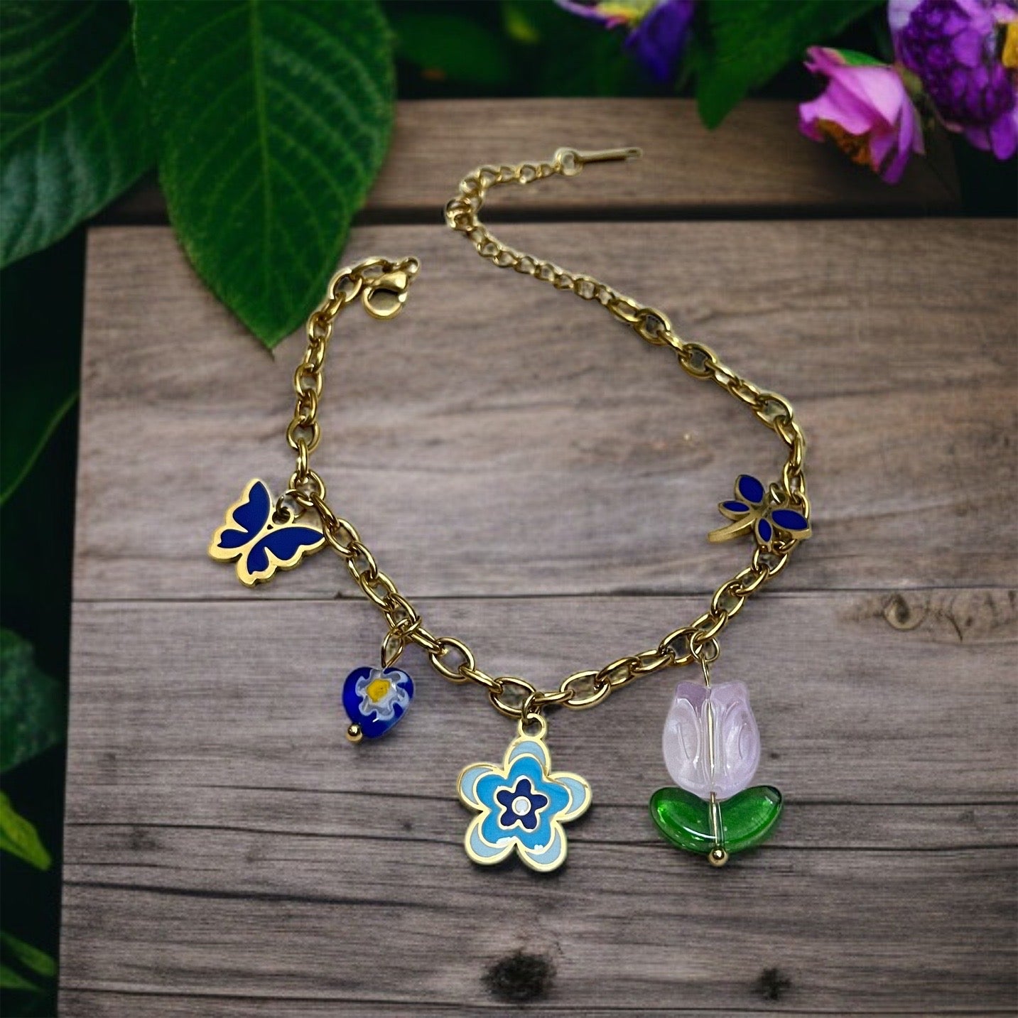 Multicolor Charm Chain Bracelet