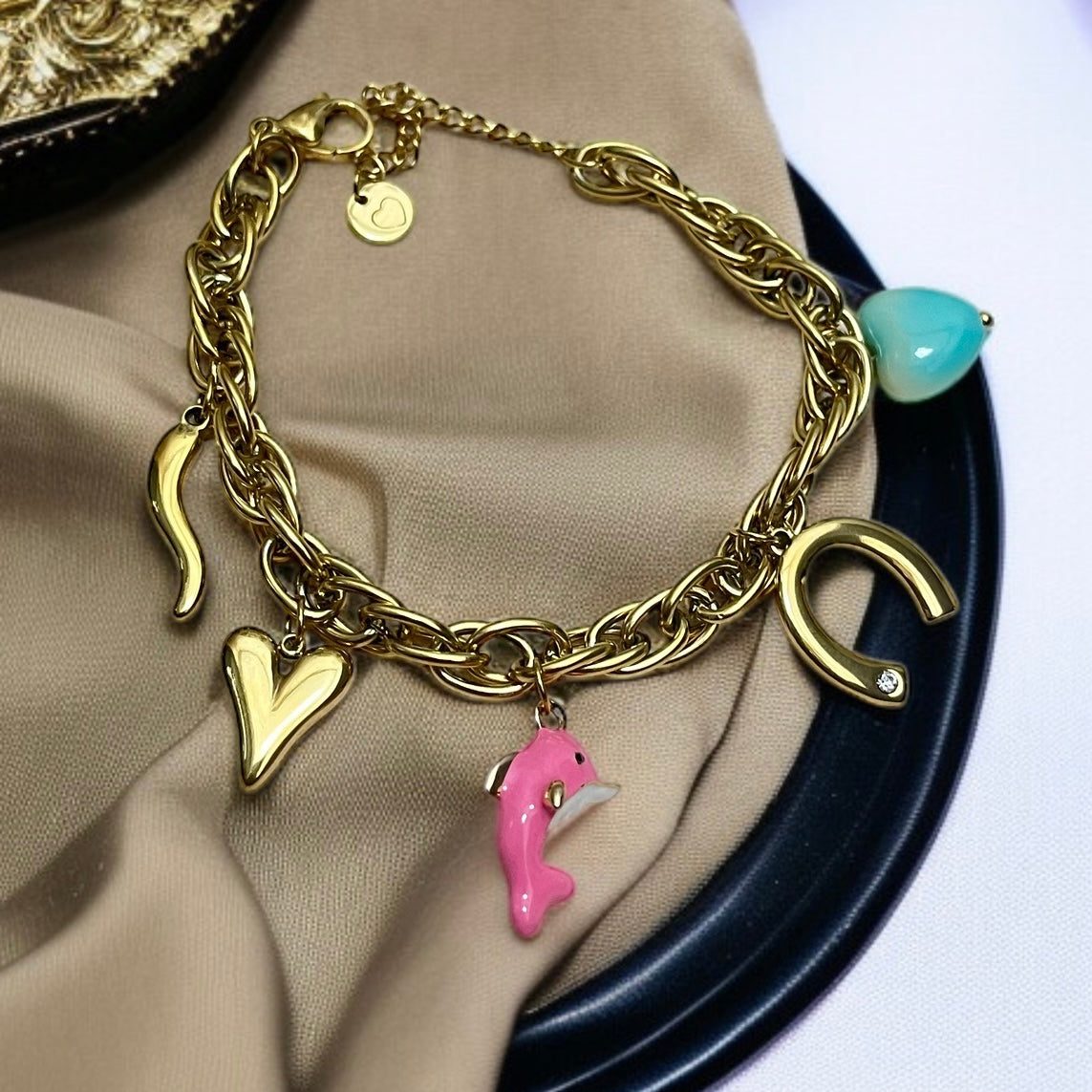 Multicolor Charm Chain Bracelet