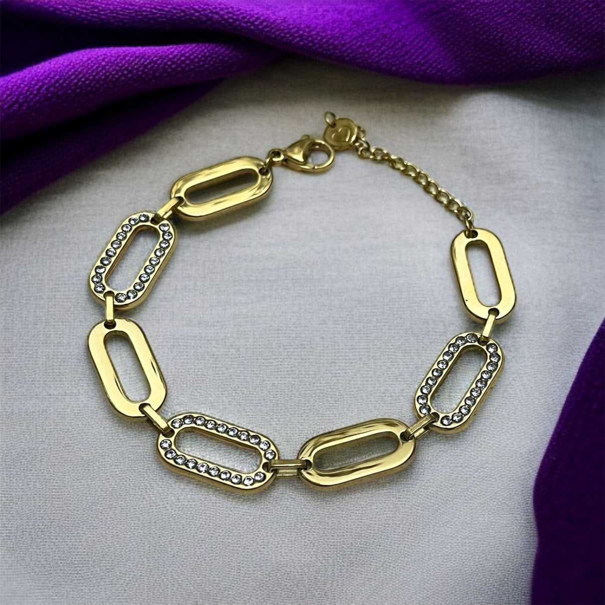 CZ Paperclip Chain Bracelet