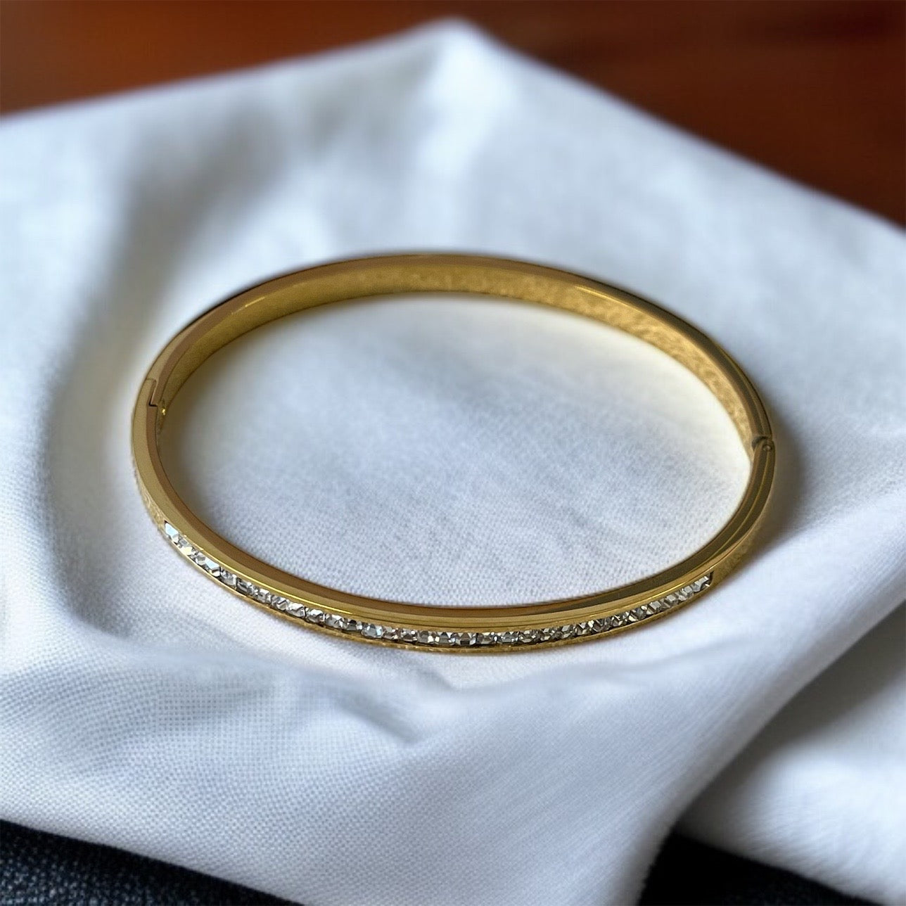 AD Studded Sleek Gold Bracelet