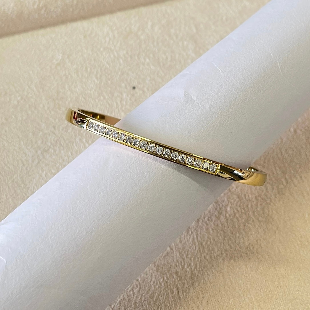 AD Studded Sleek Gold Bracelet