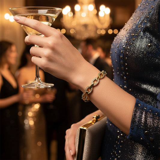 Gold AD Studded Cuff Bracelet