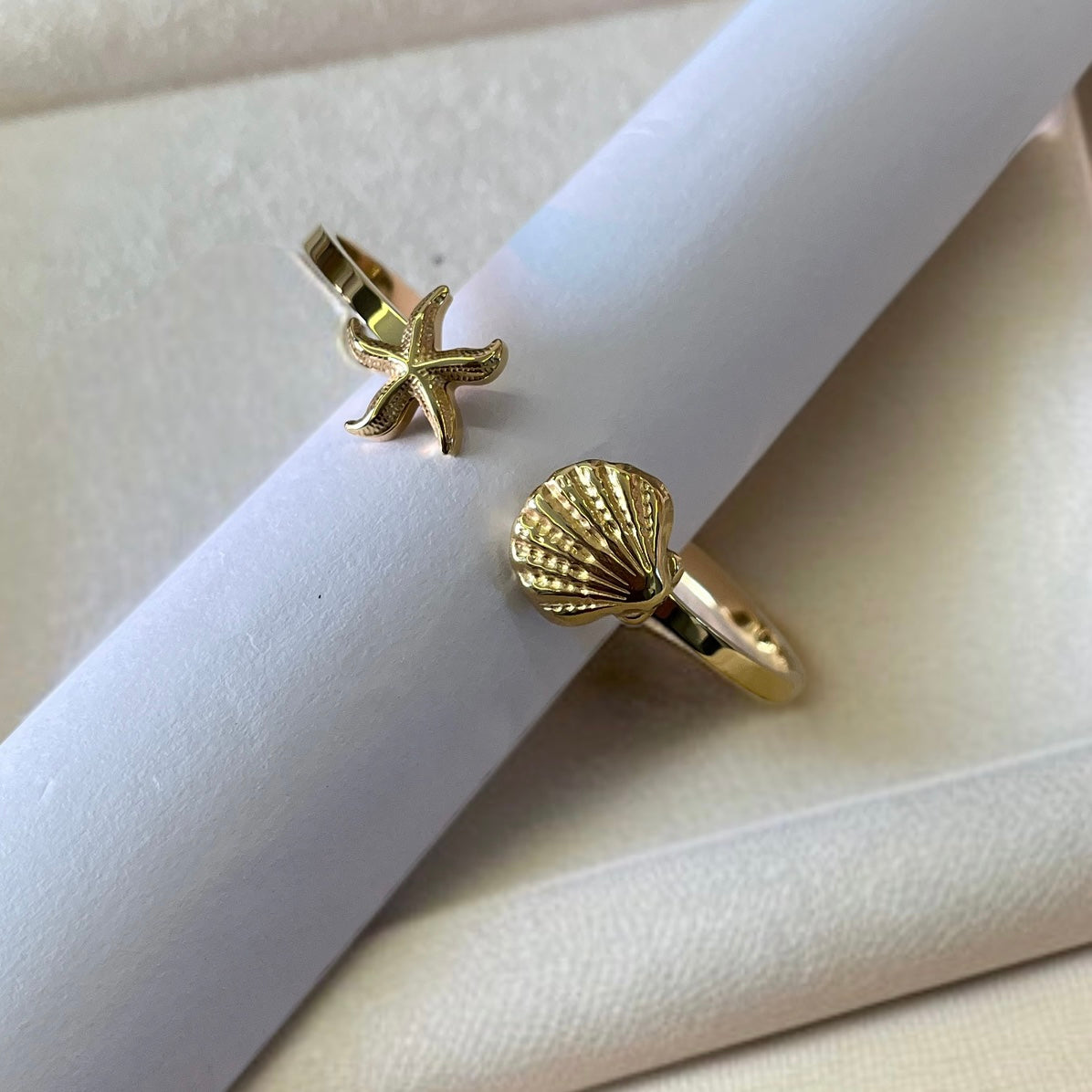 Gold Shell & Star Cuff Bracelet