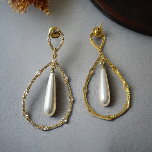 Pearl AD Studded Hoop Earrings