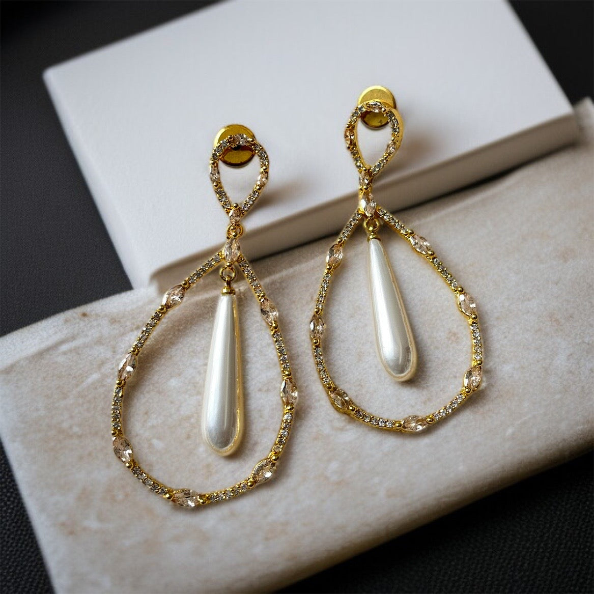 Pearl AD Studded Hoop Earrings