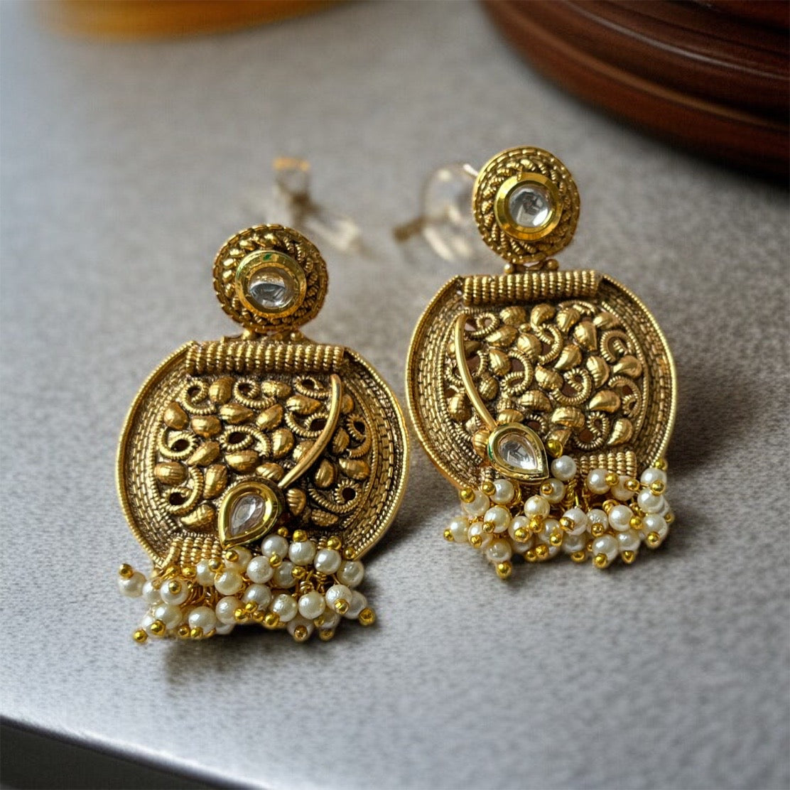 Gold Chandbali Earrings