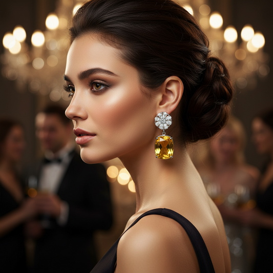 Yellow Stone Drop Earrings