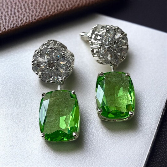 Green Stone Drop Earrings