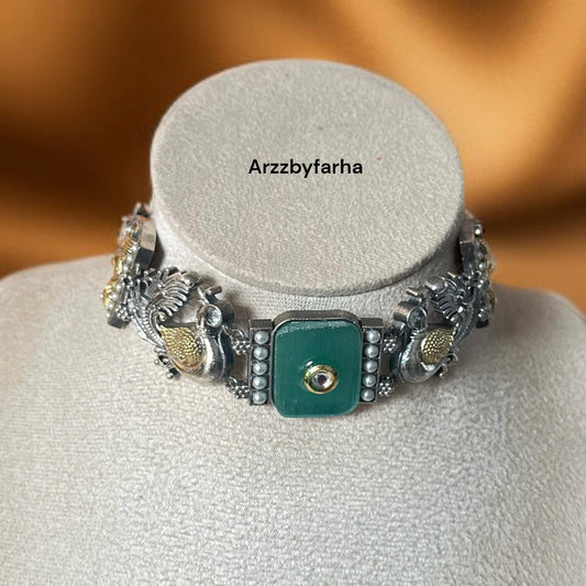 Dual Tone Choker Necklace Set