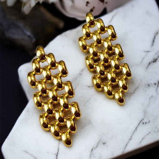 Hexagonal Grid Drop Earrings