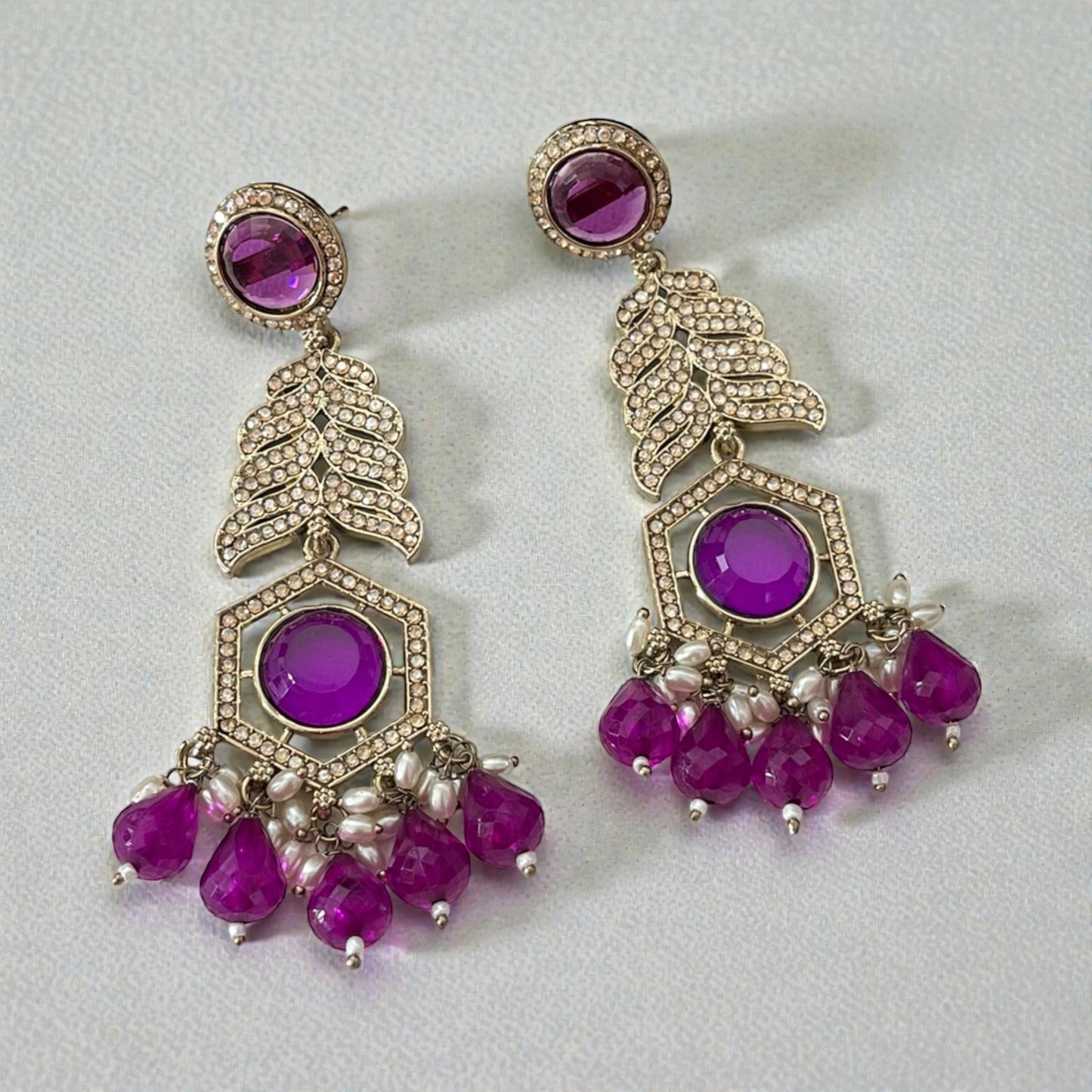 Kundan Zircon Drop Earrings
