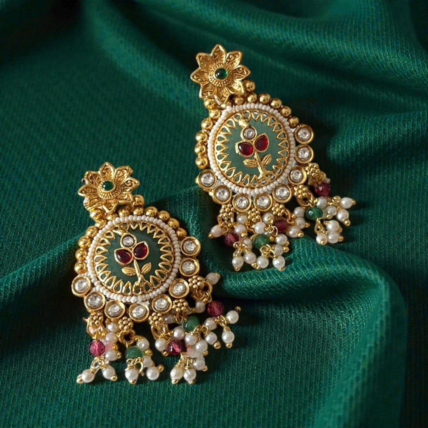 Gold Mint Drop Earrings