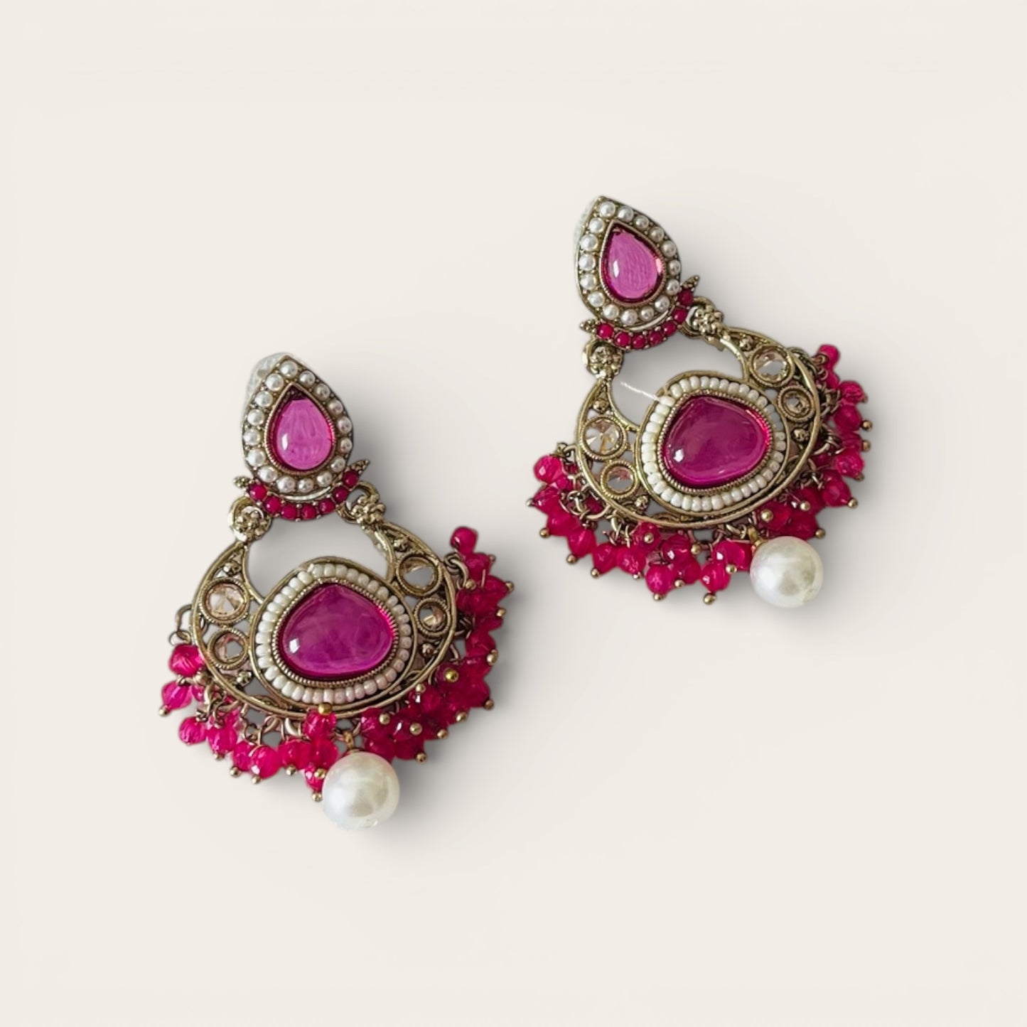 Kundan Small Chandbali Earrings