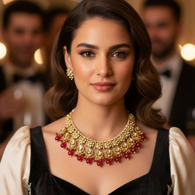 Kundan Beads Necklace Set
