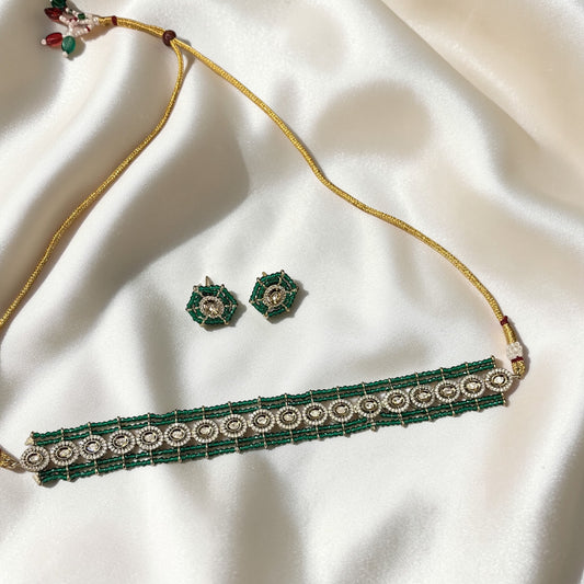 Moissanite Beads Choker Necklace Set