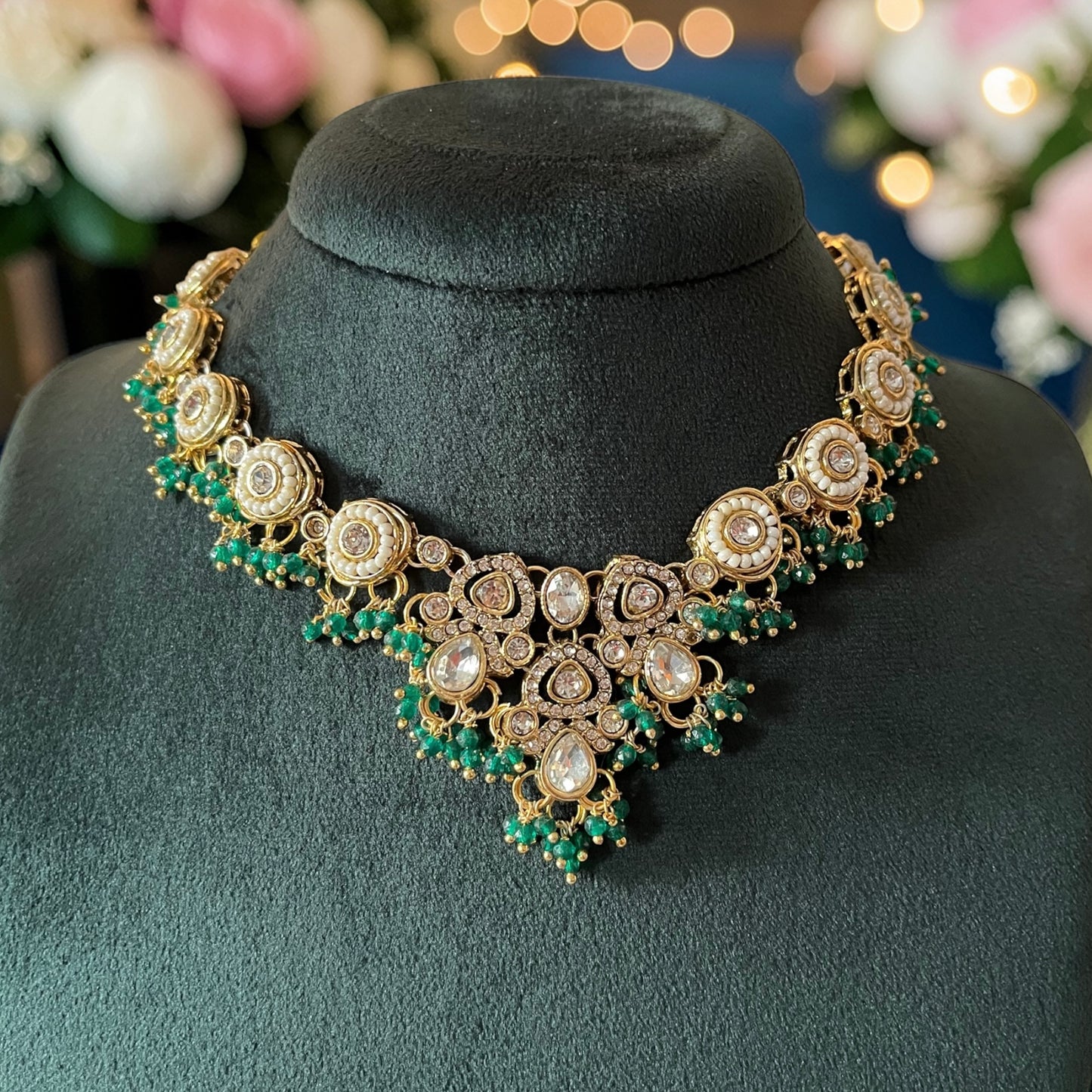 Kundan Zircon Maang Tikka Necklace Set