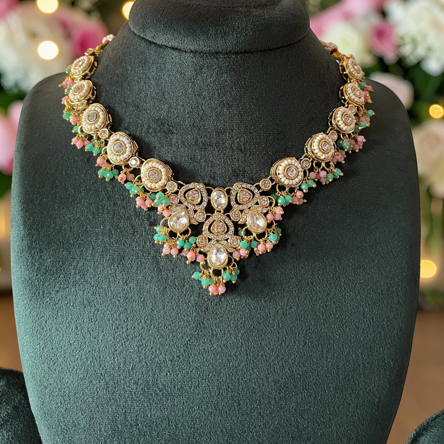 Kundan Zircon Maang Tikka Necklace Set