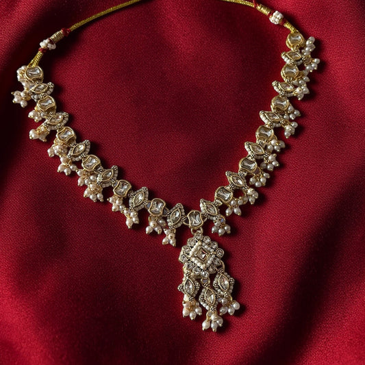 Kundan Zircon Maang Tikka Necklace Set