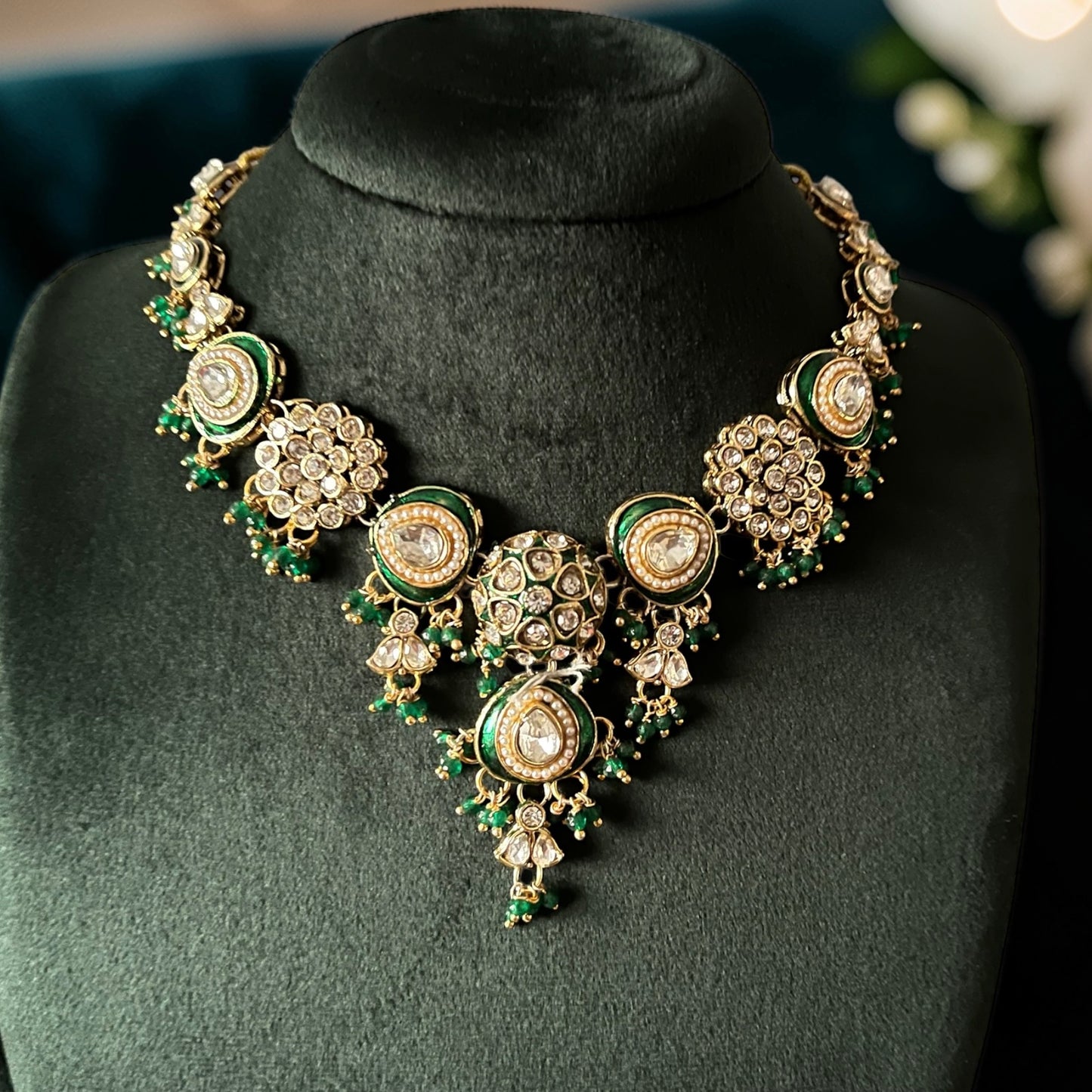 Meenakari Sleek Stone Necklace Set