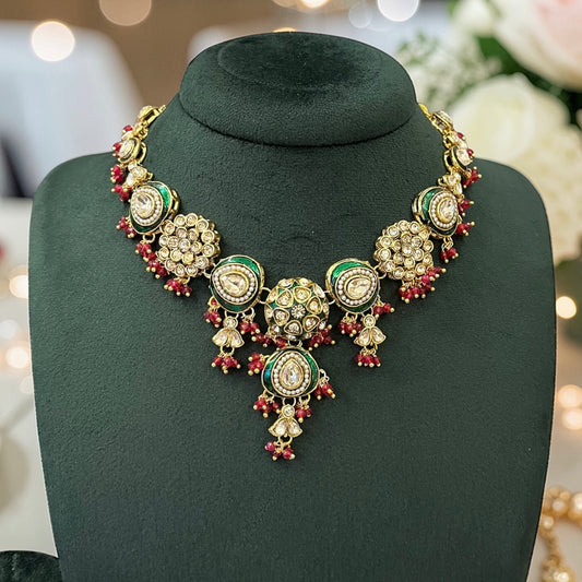 Meenakari Sleek Stone Necklace Set