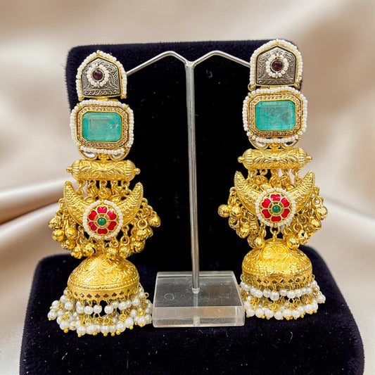 Dual Tone Kashmiri Jhumka Earrings