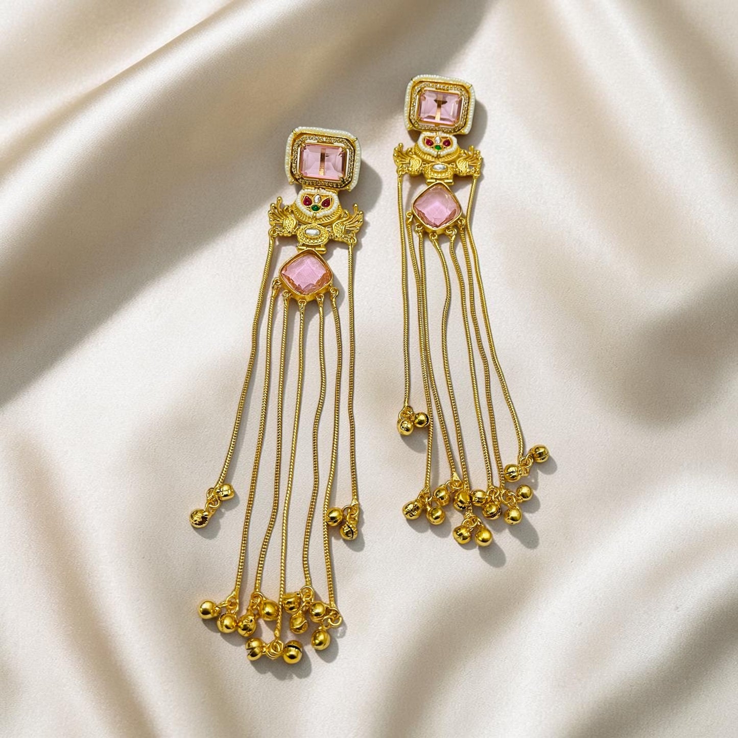 Glass Stone Kashmiri Earrings