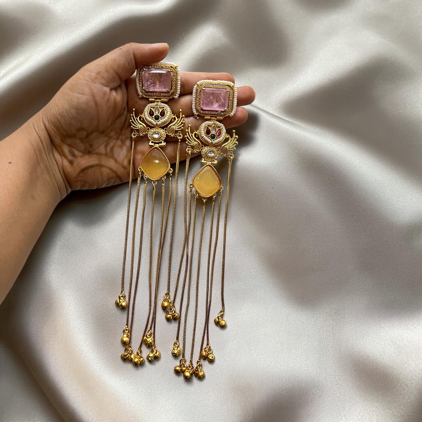 Glass Stone Kashmiri Earrings